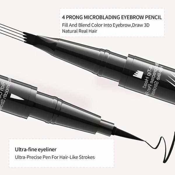 Juxek™ Four-Pronged Dual-Head Eyebrow Pencil - Quick-Drying, Sweat-Resistant, Smudge-Proof with Brow Brush for Precise, Natural Strokes