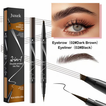 Juxek™ Four-Pronged Dual-Head Eyebrow Pencil - Quick-Drying, Sweat-Resistant, Smudge-Proof with Brow Brush for Precise, Natural Strokes