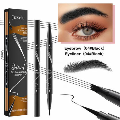 Juxek™ Four-Pronged Dual-Head Eyebrow Pencil - Quick-Drying, Sweat-Resistant, Smudge-Proof with Brow Brush for Precise, Natural Strokes