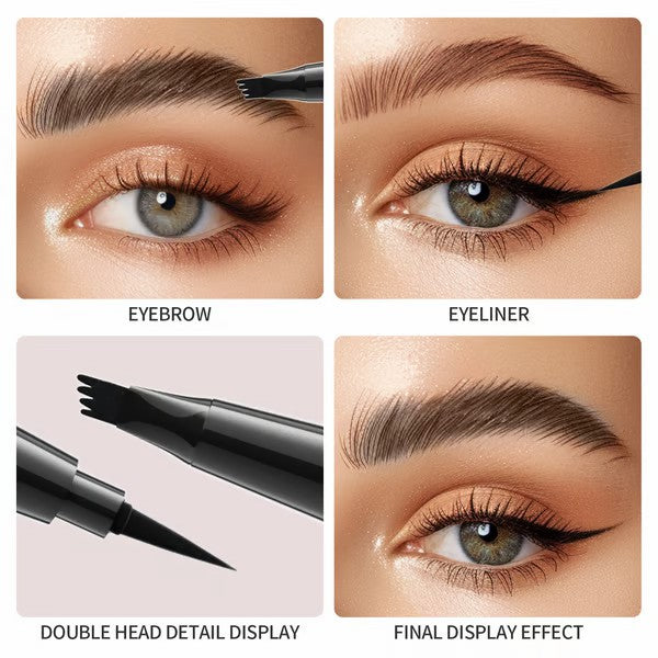Juxek™ Four-Pronged Dual-Head Eyebrow Pencil - Quick-Drying, Sweat-Resistant, Smudge-Proof with Brow Brush for Precise, Natural Strokes