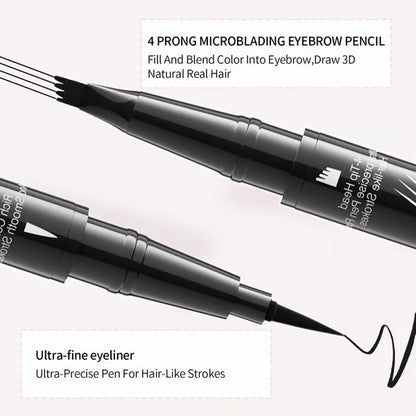 Juxek™ Four-Pronged Dual-Head Eyebrow Pencil - Quick-Drying, Sweat-Resistant, Smudge-Proof with Brow Brush for Precise, Natural Strokes