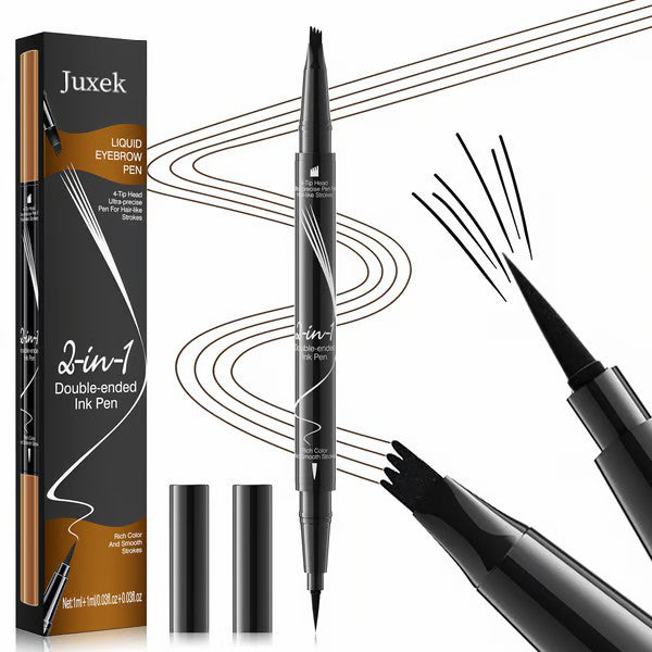 Juxek™ Four-Pronged Dual-Head Eyebrow Pencil - Quick-Drying, Sweat-Resistant, Smudge-Proof with Brow Brush for Precise, Natural Strokes